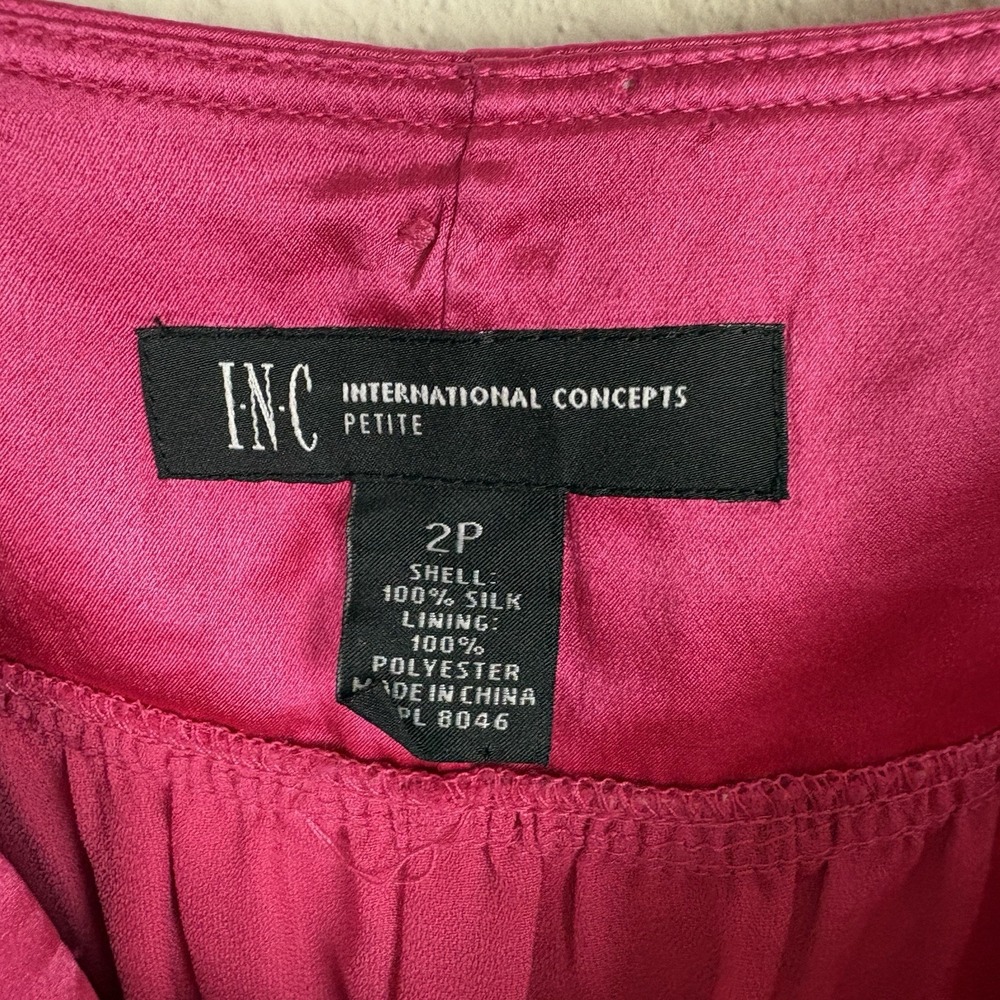 INC international Sz 2 100% Silk Cami Tank Top Babydoll Y2k Pink Fairy Coquette - Picture 3 of 5
